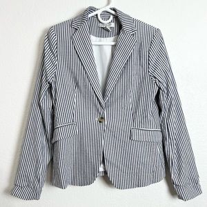 NWOT Rachel Zoe Blue White Striped Single Button
Blazer Women's Size Small​
